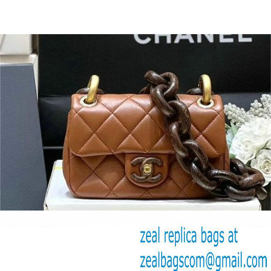 Chanel Mini Flap Bag in Lambskin & Ash-Wood AS4165 tan 2023(ORIGINAL QUALITY)